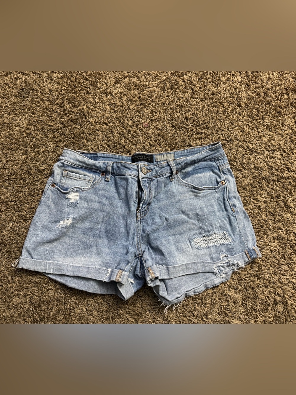 Aeropostale Light Wash Distressed Denim Shorts